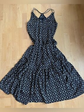 Banana Republic Black and White Diamond Print Maxi Dress
